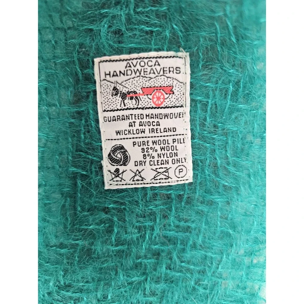 Vintage Avoca Handweavers Wool Blanket Throw Ireland Plaid 54x56 Fringe‎